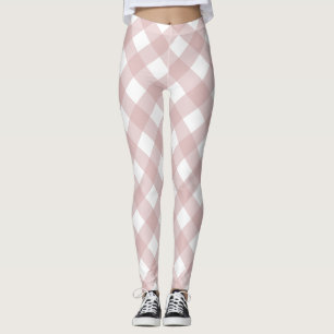 Legging Padrão de Xadrez de Sombreado Rosa Maciço Minimali