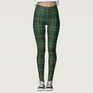 Legging Padrão de Xadrez de Tartan Amarelo Verde