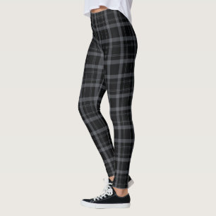 Legging Padrão De Xadrez De Tartan Escocês E Cinza