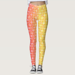 Legging Padrão de xadrez do gradiente vermelho amarelo
