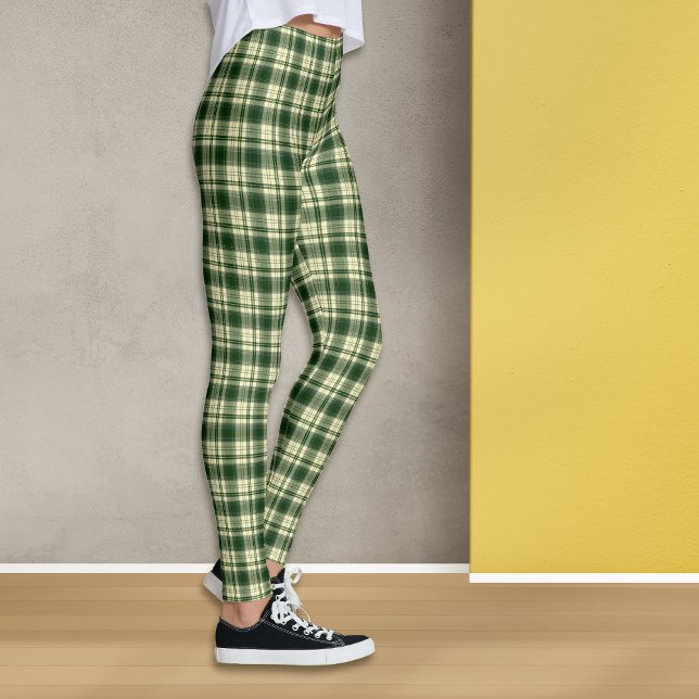 Legging Padrão de Xadrez do Tartan Verde (Criador carregado)