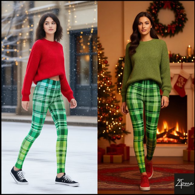 Legging Padrão de Xadrez Gradiente Azul Verde Vibrante (Criador carregado)
