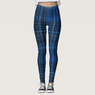 Legging Padrão de Xadrez preto azul