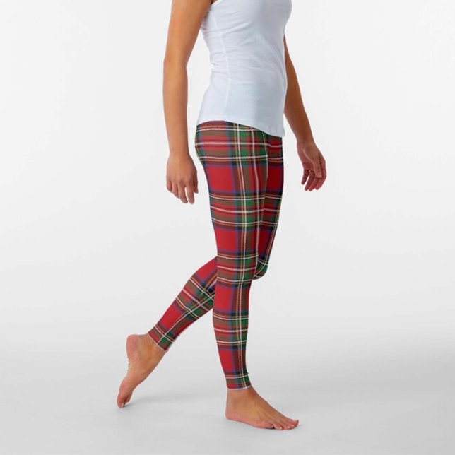 Legging Padrão de Xadrez Red Green Stewart Tartan (Criador carregado)