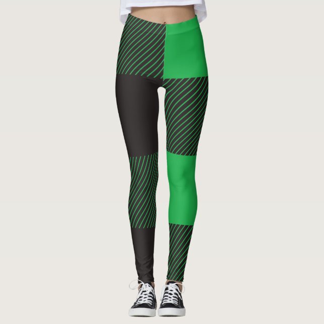 Legging Padrão de xadrez verde (Frente)