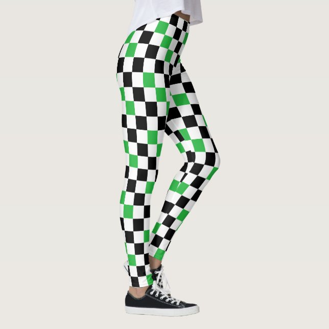 Legging Padrão de xadrez verde preto e branco (Direita)