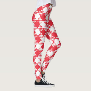Legging Padrão de xadrez vermelho e branco