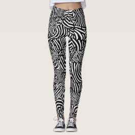 Legging Padrão de zebra branca e negra