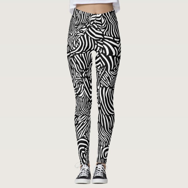 Legging Padrão de zebra branca e negra (Frente)