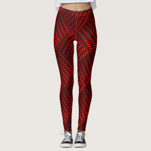 Legging Padrão de Zig Zag Vermelho Selvagem Socialite
