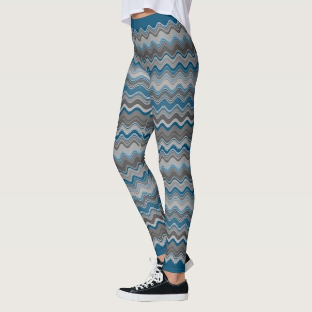Legging Padrão de Zigzag para Cinzas de Cinza Azul do Ocea (Esquerda)