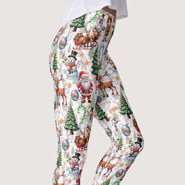 Legging Padrão Decorativo de Natal com Fundo Branco (Criador carregado)