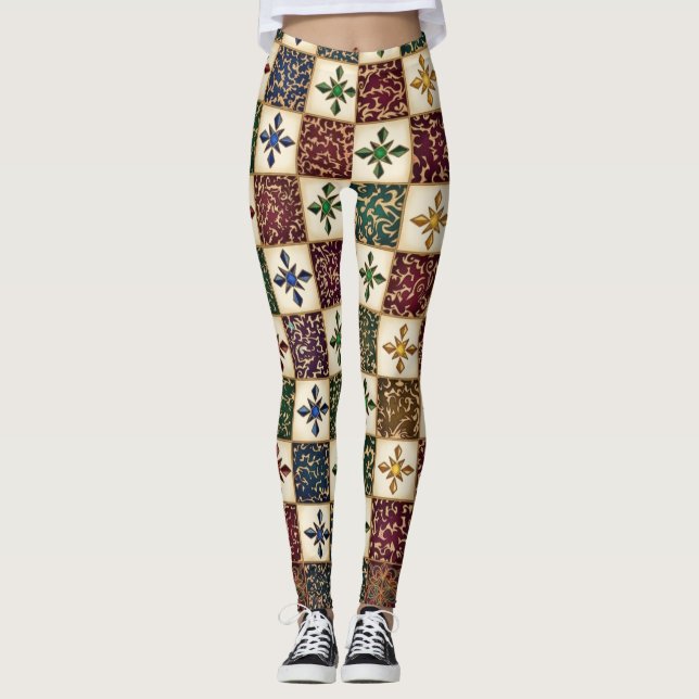 Legging Padrão Digital - Arte Tribal Monocromática (Frente)