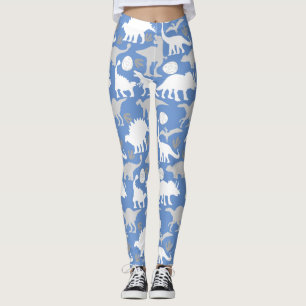 Legging Padrão Dino da cinza L Azul BG