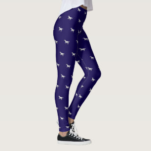 Legging Padrão divertido de cavalo galopante azul marinho 