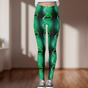 Legging Padrão Divertido de DNA Moderno Verde Ciência Médi