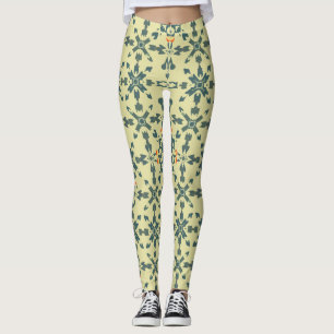 Legging Padrão do caleidoscópio Floral Vintage em Tonturas