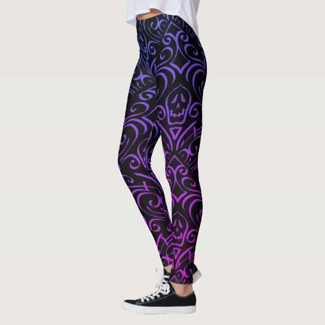 Legging Padrão do crânio gótico (Esquerda)