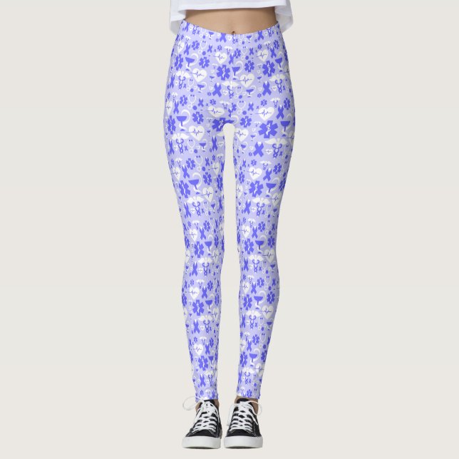 Legging Padrão do elemento farmacêutico branco azul (Frente)