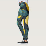 Legging Padrão do jardim de limão. Fruta tropical amarela<br><div class="desc">Leggings de padrão de citros de limão amarelo.</div>