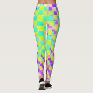 Legging Padrão do Messenger Neo Mint e do Purple Checkerb