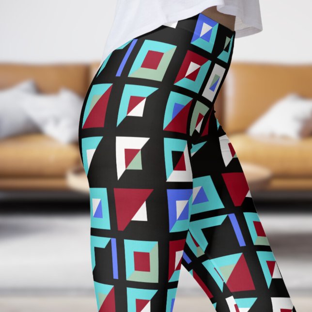 Legging Padrão do mosaico preto abstrato (Signs on Black Leggings)