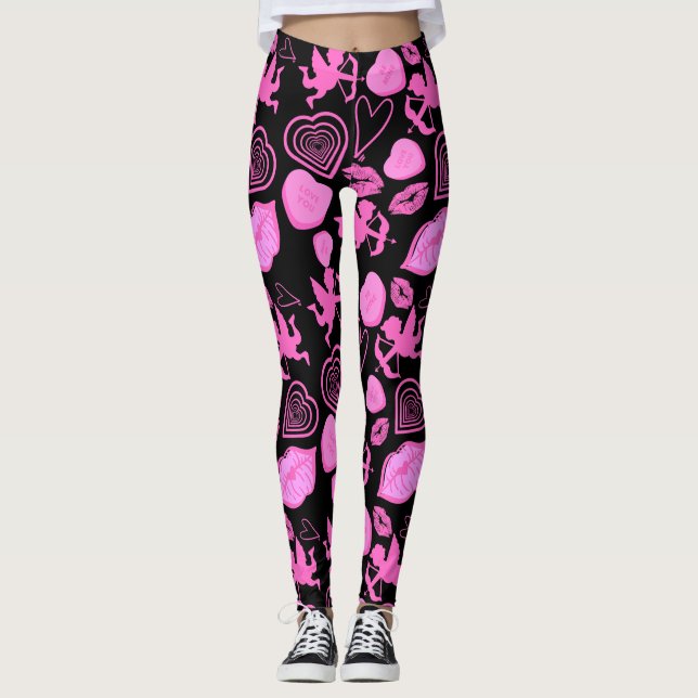 Legging Padrão do Namorados rosa (Frente)