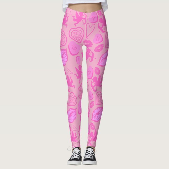 Legging Padrão do Namorados rosa (Frente)