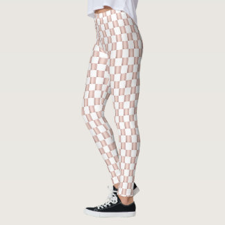 Legging Padrão do quadro de verificação cor-de-rosa Dourad