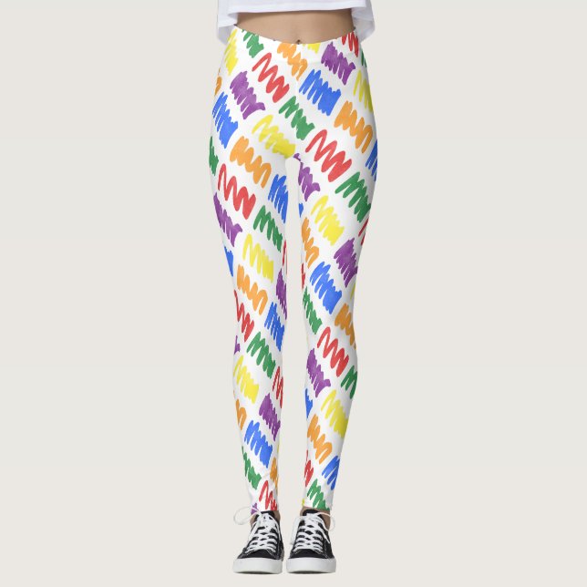 Legging Padrão do Rainbow Watercolor (Frente)