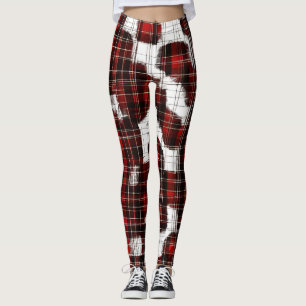 Legging Padrão do Tartan da Xadrez bege