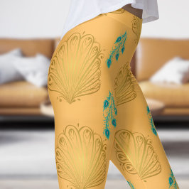 Legging Padrão do ventilador Peach Peacock Elegante