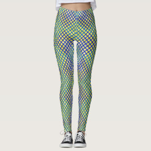 Legging Padrão do verificador azul 02.w Byellow BG