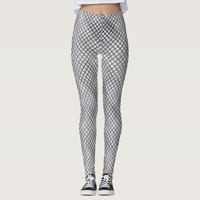 Legging Padrão do verificador cinza diagonal 02.w Offwhite (Frente)