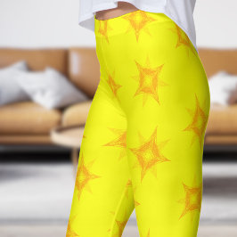 Legging Padrão Dourado amarelo-limão vibrante