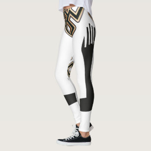 Legging Padrão Dourado branco afrocêntrico moderno