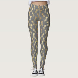 Legging Padrão Dourado de abacaxi