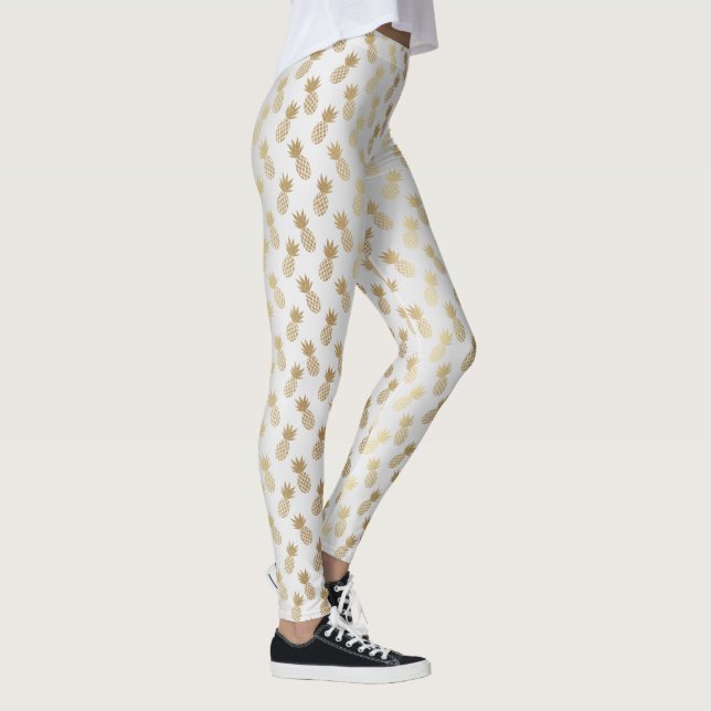 Legging Padrão Dourado de abacaxi (Direita)