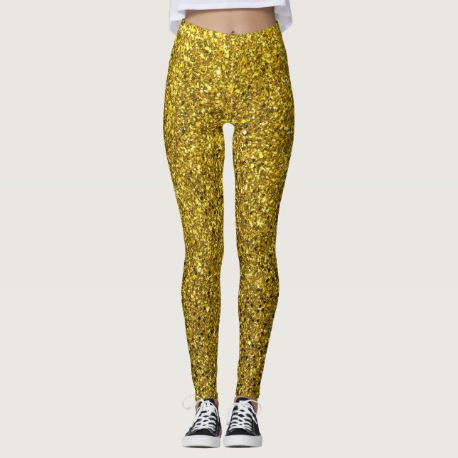 Legging Padrão Dourado de brilho (Frente)