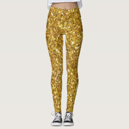 Legging Padrão Dourado de brilho espumante