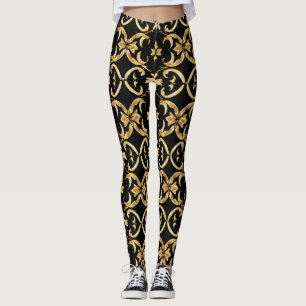Legging Padrão Dourado preto clássico