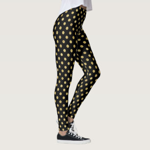 Legging Padrão Elegante de Bolinhas de Folha de Ouro - Do