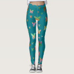 Legging padrão elegante de borboleta dourada rosa dourada<br><div class="desc">Padrão moderno e fofo de borboleta.</div>