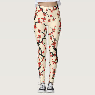 Legging Padrão Elegante De Flor De Cereja Sem Costura (1)