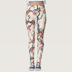 Legging Padrão Elegante De Flor De Cereja Sem Costura (13)