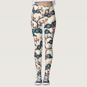 Legging Padrão Elegante De Flor De Cereja Sem Costura (2)