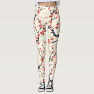 Legging Padrão Elegante De Flor De Cereja Sem Costura (5)