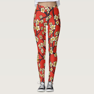 Legging Padrão Elegante De Flor De Cereja Sem Costura (9)