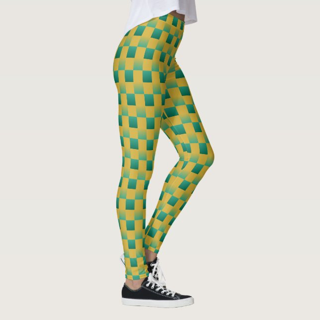 Legging Padrão elegante em verde e ouro (Direita)