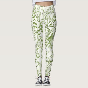 Legging Padrão Elegante Vitoriano de Lírio do Vale